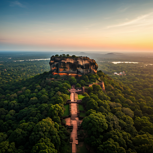 Sigiriya Lion Rock at dawn above the Sri Lankan jungle